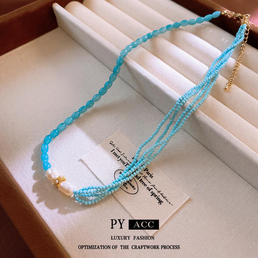 【法式复古❗海蓝宝淡水珍珠手链】高级感轻奢小众精致锁骨链，百搭又好看，手链ins小清新气质手串高级感手饰QQ 商品图1