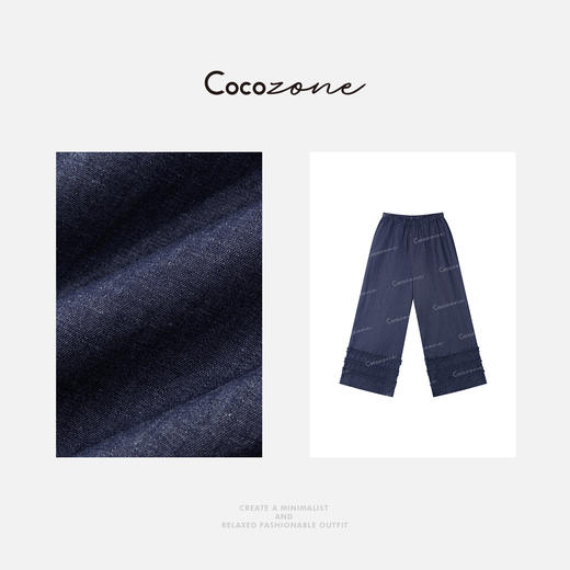 COCO ZONE 刘一一2025新款复古风高腰阔腿女式休闲裤CD2A0615 商品图2