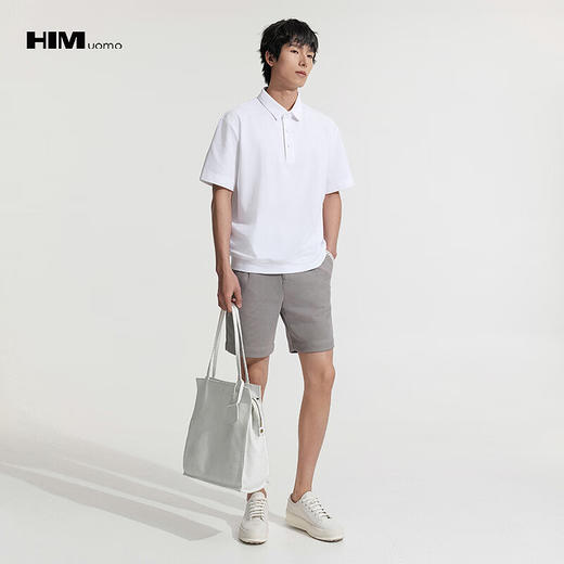 HIM漢崇  短袖T恤男微弹舒适斯文商务休闲百搭潮流翻领衫 2025夏季 商品图1