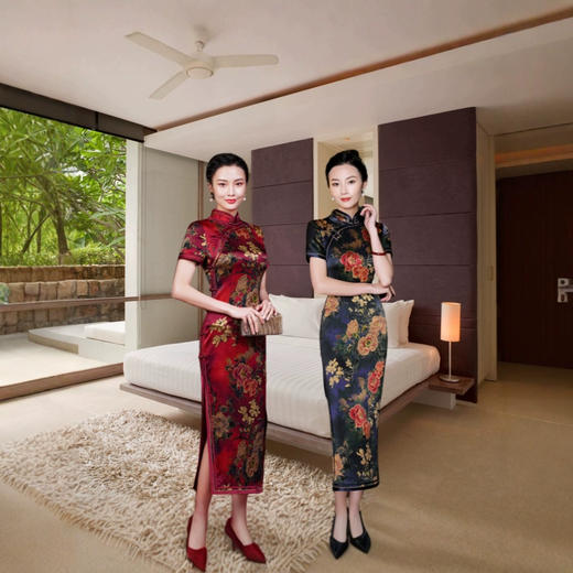 HQ-093桑蚕丝旗袍2025新款春季气质年轻喜婆婆日常可穿显瘦旗袍裙 商品图0