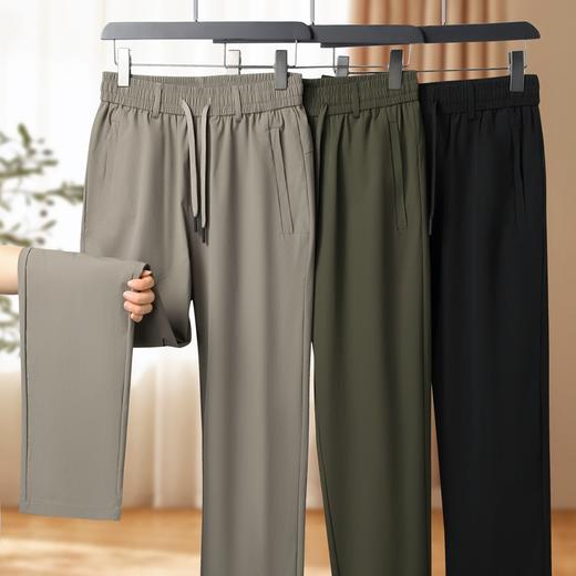 【DSF】大依优型大码冰丝裤直筒休闲运动夏季长裤弹力大号裤子加肥加大松紧腰宽松 商品图1