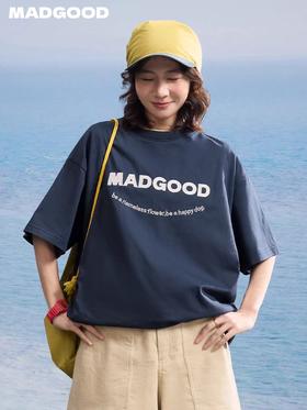 马得工地/MDGDDX252099/笑脸字母毛毡贴布绣短袖