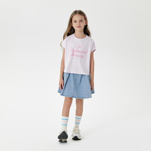 【凉感透气】马克珍妮女童爱心字母无袖T恤2025年夏装新款550678 商品图1