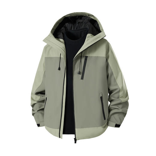 半身缘男装 春季情侣款防水户外登山服冲锋衣防风拼接撞色261112U01312087 商品图2