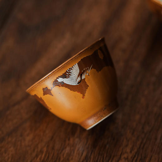 木首釉金银彩系列茶器，银鹤献瑞&潇湘竹影 商品图7