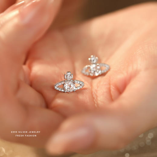 【环绕新星】s999纯银闪锆石星球耳钉【YXS-E5298】 商品图3