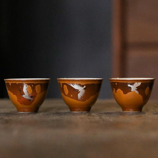 木首釉金银彩系列茶器，银鹤献瑞&潇湘竹影 商品图2