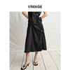 VIMAGE纬漫纪珍珠褶皱时尚百搭高腰显瘦A字半身裙2025夏季新款V2306916 商品缩略图3