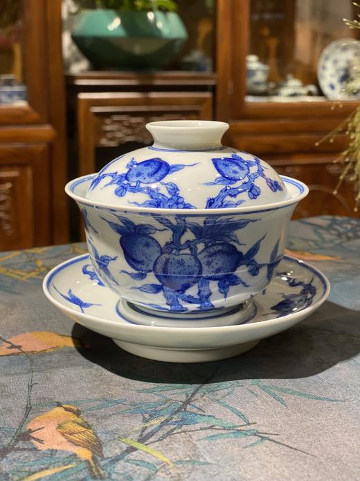 青花九桃五福盖碗 商品图0