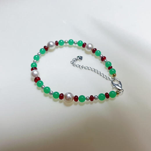 BY EVITA系列 18K镶绿玉髓、AKOYA珍珠和尖晶 手链 商品图1