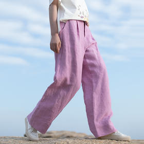 牧衣游原创 炒色汉麻裤子女轻薄清凉柔软宽松显瘦百搭休闲裤 行歌