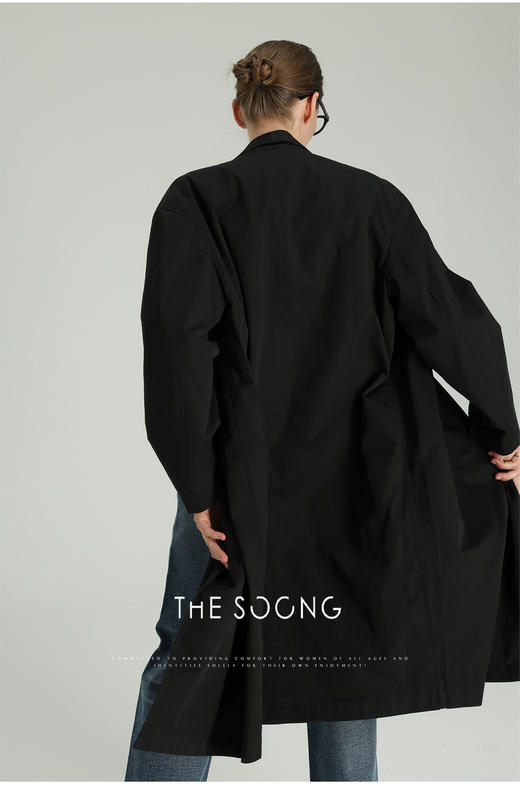 THESOONG|"暮色巴黎"100%棉经典薄款立体廓形风衣外套HWWT6430 商品图2
