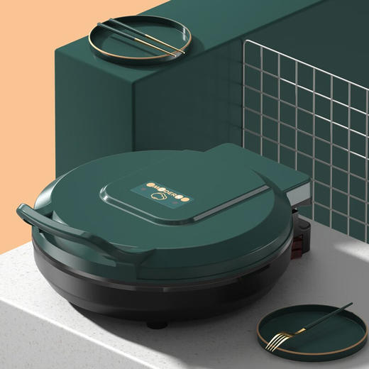 都市太太（DStt）_都市太太摩登厨房炙烤机电饼档家用双面加热烙饼锅自动断电加大加深煎饼机_松花绿 商品图0