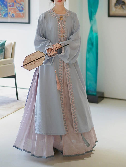 裁缝学苑AS449贴边马面裙汉服春款明制撞色万历长衫纸样女装套装版型图纸 商品图4