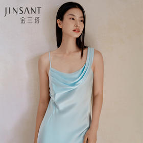 重磅真丝睡裙女冰丝荡领100%桑蚕丝纯欲风丝绸高级感吊带裙金三塔  YSFFB303