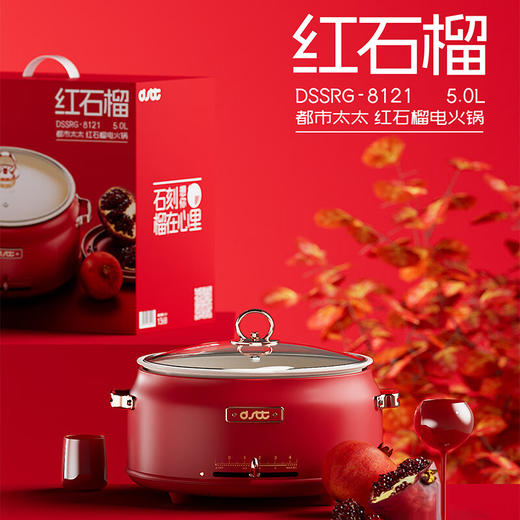 都市太太都市太太红石榴多功能电热锅5L大容量1800W大火力多功能家用一体锅 商品图3