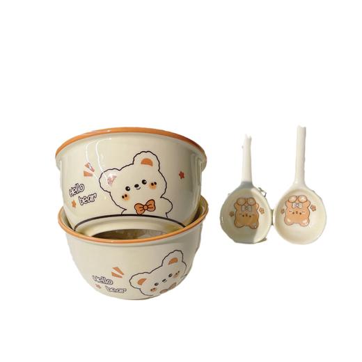 「两碗两勺！数款可选」可爱饭碗加厚网红高颜值陶瓷碗米饭碗套装组合餐饮用具 商品图4