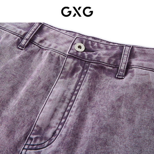 GXG男装 紫色水洗牛仔短裤工装短裤24年夏热卖短裤百搭短裤G24X252008 商品图3