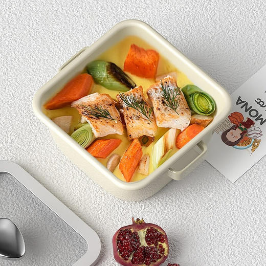 都市太太都市太太蒙娜系列24CM四方微压炖锅珐琅陶瓷汤锅燃气灶电磁炉通用 商品图1