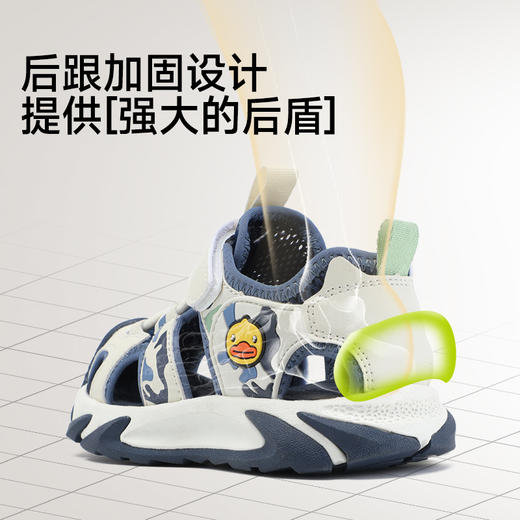 B.Duck小黄鸭童鞋男童凉鞋夏季男孩鞋子运动软底包头沙滩24-30 B2686848 商品图3