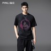 PINLI品立2025夏季新款男士圆领植物烫钻短袖T恤上衣BG252111032 商品缩略图0