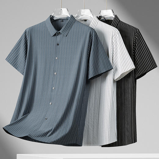 【桑蚕丝】【DWN】大依优型大码男装冰丝短袖衬衫加肥加大半袖衬衣宽松休闲弹力打底夏季胖子男士上衣 商品图3