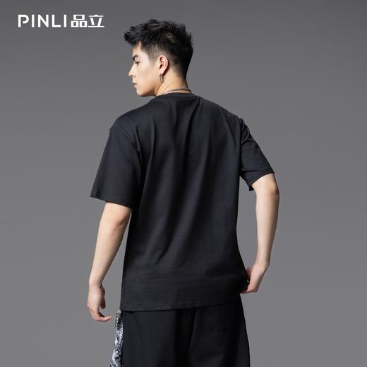 PINLI品立2025夏季新款男士圆领植物烫钻短袖T恤上衣BG252111032 商品图2