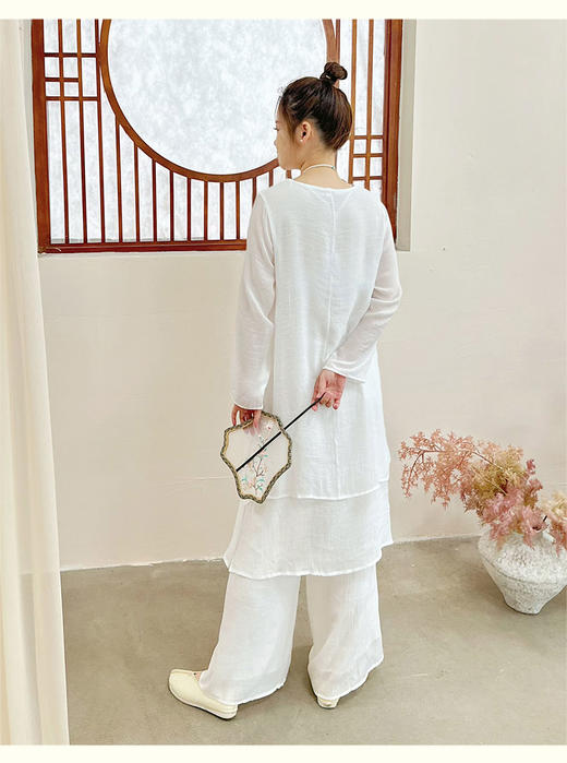 壁虎瑜伽 国风任意门【2503TZ341】棉麻中长套装（无胸垫）【5天发货】 商品图4