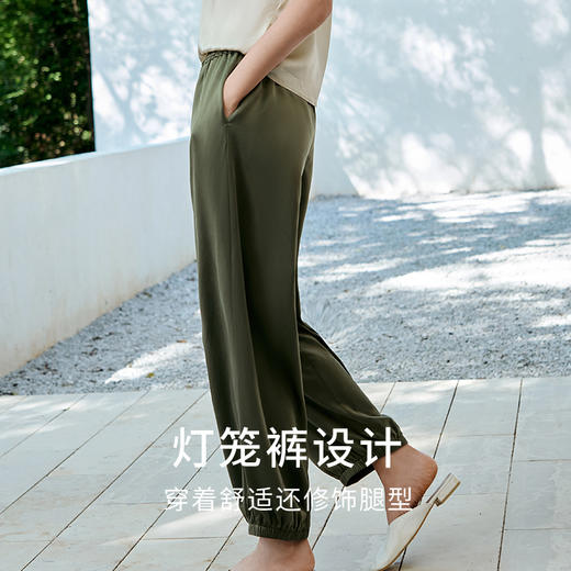 19姆米重磅真丝睡裤女100%桑蚕丝束脚哈伦裤可外穿家居裤金三塔   YSFFB902 商品图1