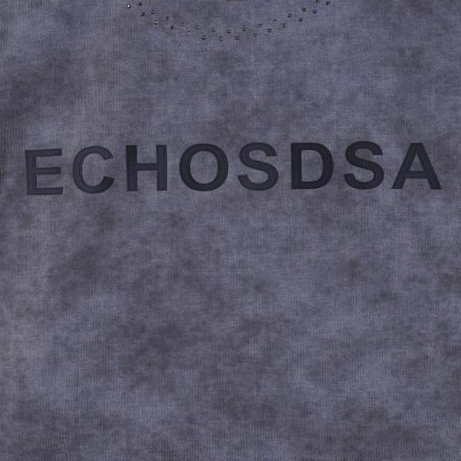 T2919夏季高级感新款潮牌扎染烫钻印花字母圆短袖T恤宽松百搭情侣上衣 商品图3