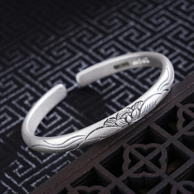 子佩集S999银【莲意芬芳】手工纯银手镯原创设计【55021228】2503