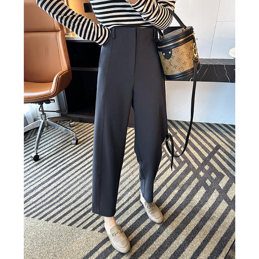 上千品质！2025新款斜纹醋酸高腰弹力新款休闲裤！宽松九分西裤！ 商品图0