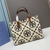 TORY BURCH T Monogram 撞色黄铜配件压花 皮革 托特包Tote包购物袋单肩手提包 小号 女款 黑色（CB） 商品缩略图2