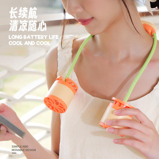 【新款卡通涡轮挂脖小风扇】手持便携式 户外运动儿童学生USB充电风扇 商品图3