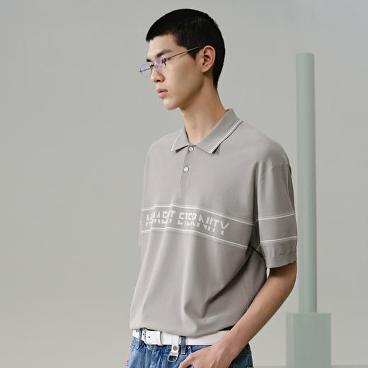 GXG男装 条纹字母提花polo衫男 翻领T恤POLO衫 夏季热卖G24X242054T恤 商品图2
