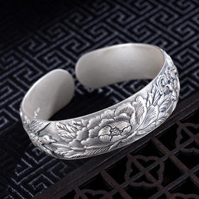 子佩集S999银【凤鸣牡丹】手工纯银手镯原创设计【55091247】2503