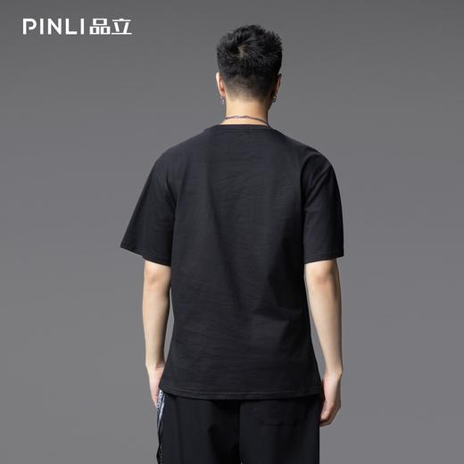 PINLI品立2025夏季新款男士天马烫钻圆领短袖T恤上衣BG252111033 商品图2