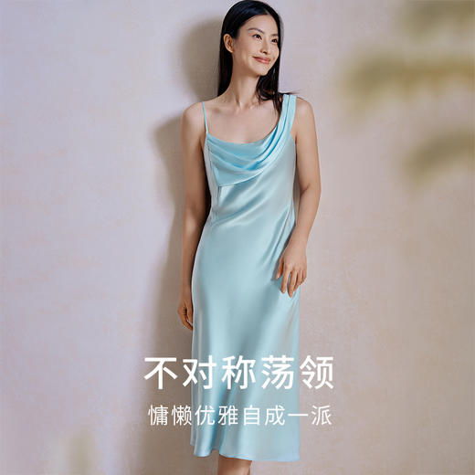 重磅真丝睡裙女冰丝荡领100%桑蚕丝纯欲风丝绸高级感吊带裙金三塔  YSFFB303 商品图1