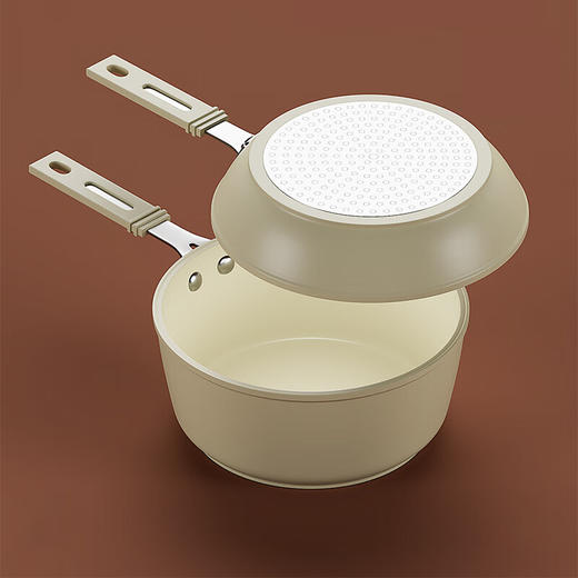 都市太太都市太太蒙娜系列奶煎多能美食两件套家用陶瓷不粘奶锅煎锅套装 商品图3