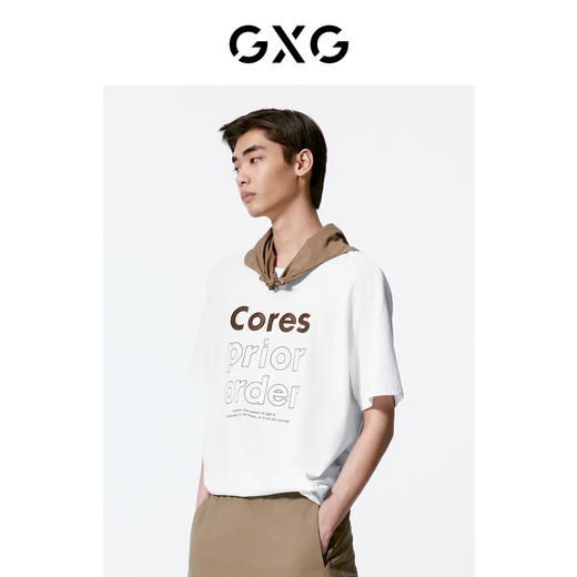 GXG男装 白色质感面料短袖T恤   夏季热卖G24X442104 商品图4