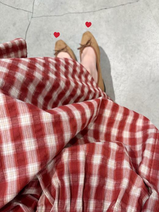 极其稀有孤品 | 一眼沦陷红裙子 100%色织格纹长绒棉 砖红色 商品图5