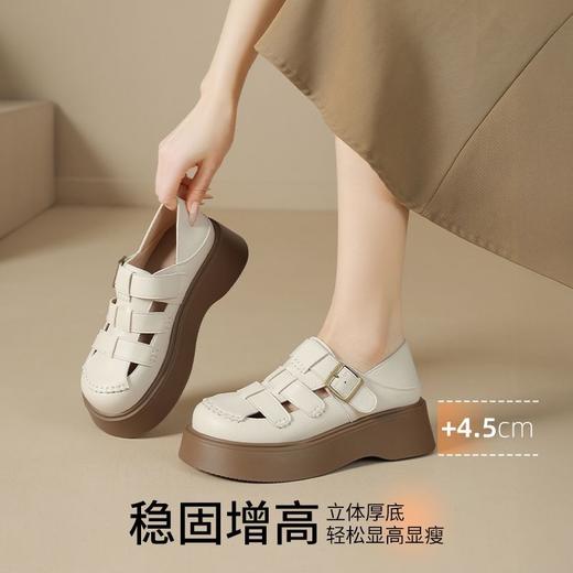 ZHR则则厚底罗马凉鞋女新款夏季包头编织猪笼鞋两穿镂空洞洞鞋女 商品图1