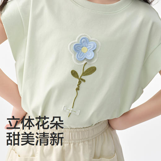 森马儿童T恤2025夏新款款凉感速干抑菌宽肩针织背心女童内搭上衣 商品图3