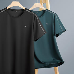 【弹力】【DWN】大依优型大码男装短袖T恤加肥加大宽松休闲冰丝打底夏季胖子男士上衣