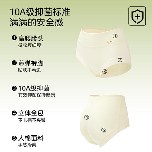 【3条装】熳洁儿 10A抑菌高腰人棉女士内裤微收腹显瘦包臀25262118 商品图4