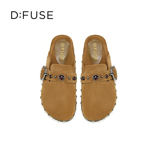 Dfuse迪芙斯2025春季新款游牧风户外半拖复古包头勃肯鞋轻便一脚蹬懒人鞋DFD1110125 商品图4