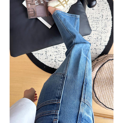 窄版系列！2025春季侧边分割设计弯刀牛仔裤女梨形九分阔腿香蕉镰刀裤！ 商品图2