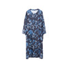 绽放旅行女装078朵/小蓝花连衣裙亚麻藤曼花团印花圆领开门襟袍子 商品缩略图3