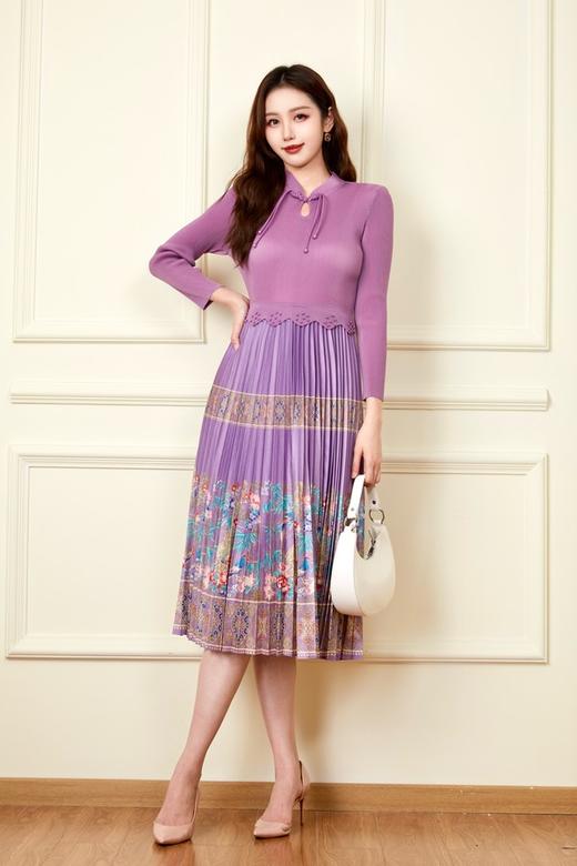 Le Malene 气质精致盘扣印花连衣裙 19942 商品图0