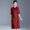 GYYays9102香云纱真丝中国风印花2025夏季新款中长裙中老年妈妈装大码连衣裙 商品缩略图3